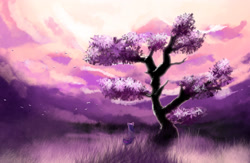 Size: 2000x1300 | Tagged: safe, artist:xbi, twilight sparkle, pony, scenery, scenery porn, solo, style emulation, tree, twilight (astronomy)