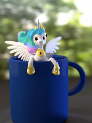 Size: 1500x2000 | Tagged: safe, artist:uncommented, princess celestia, alicorn, pony, 3d, cup, cup of pony, female, hoof shoes, mare, micro, peytral, solo