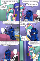 Size: 2026x3080 | Tagged: safe, artist:ciriliko, princess celestia, princess luna, alicorn, pony, comic, creeper, slenderman, zas