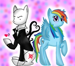 Size: 800x700 | Tagged: safe, artist:ghostfacenikol, derpibooru import, rainbow dash, slendermane, pegasus, pony, female, male, shipping, slenderdash, slenderman, straight