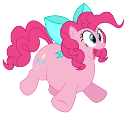 Size: 3332x3033 | Tagged: safe, artist:aleximusprime, edit, pinkie pie, pony, flurry heart's story, bow, chubbie pie, chubby, cute, diapinkes, excited, fat, female, jumping, open mouth, plump, pudgy pie, simple background, solo, transparent background, vector, vector edit