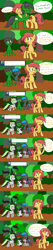 Size: 1280x6033 | Tagged: safe, artist:hummingway, oc, oc only, oc:bree jetpaw, oc:feather hummingway, oc:jade shine, oc:pan pare, earth pony, pegasus, pony, absurd resolution, ask-humming-way, blue eyes, blushing, boop, bound wings, brushie, collar, cookie, cute little fangs, green eyes, hug, jade shine's toolbelt, licking, saddle bag, toolbelt, tumblr