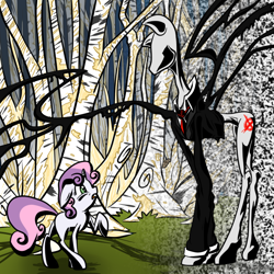 Size: 700x700 | Tagged: safe, artist:cornofthebreads, slendermane, sweetie belle, crossover, slenderman, slenderpony