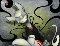 Size: 1160x890 | Tagged: safe, artist:the--cloudsmasher, slendermane, evil grin, pov, slenderman, slenderpony, smiling