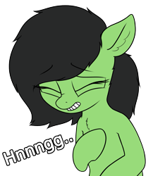 Size: 1365x1570 | Tagged: safe, artist:smoldix, oc, oc only, oc:anon filly, earth pony, pony, bust, chest fluff, cute, eyes closed, female, filly, floppy ears, frown, heart attack, hnnng, reaction image, simple background, solo, transparent background