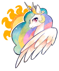 Size: 1012x1231 | Tagged: safe, artist:suikuzu, princess celestia, alicorn, pony, cutie mark background, female, mare, profile, solo