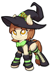 Size: 726x1004 | Tagged: safe, artist:rayhiros, oc, oc only, oc:pumpkin spice, bow, clothes, hat, simple background, solo, transparent background, witch, witch hat