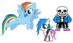 Size: 1284x764 | Tagged: safe, derpibooru import, rainbow dash, pegasus, pony, 1000 hours in ms paint, bone, crossover, crossover shipping, female, filly, flying, offspring, parent:rainbow dash, parent:sans (undertale), sans (undertale), shipping, simple background, skeleton, undertale, white background