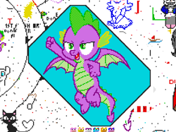 Size: 1218x909 | Tagged: safe, artist:background pony number 17, artist:cheezedoodle96, spike, dragon, flying, pixel art, pixelcanvas, raised fist, sans (undertale), undertale, winged spike