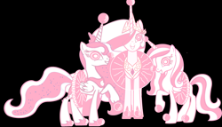 Size: 4000x2292 | Tagged: safe, artist:xxmaskedponyxx, princess cadance, princess celestia, princess luna, alicorn, pony, ballet, black background, clothes, corrupted, hypnosis, simple background, tutu, tutus