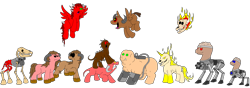 Size: 1280x448 | Tagged: safe, artist:vaneetra, cyclops, demon, arachnotron, archvile, baron of hell, cacodemon, doom, hell knight, imp, lost soul, mancubus, pain elemental, pinky demon, ponified, revenant, spider mastermind