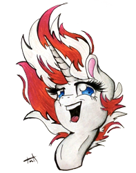 Size: 720x913 | Tagged: safe, artist:pepperscratch, oc, oc only, oc:peppermint crush, pony, unicorn, bust, female, mare, portrait, simple background, solo, traditional art, transparent background