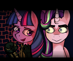 Size: 1200x1000 | Tagged: safe, artist:anonbelle, starlight glimmer, twilight sparkle, twilight sparkle (alicorn), alicorn, pony, doom, doomguy