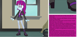 Size: 1280x615 | Tagged: safe, artist:trohobo, crimson napalm, flash sentry, mystery mint, thunderbass, equestria girls, background human, clothes, jacket, micro