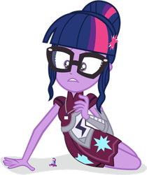 Size: 2000x2383 | Tagged: safe, artist:ivacatherianoid, artist:strumfreak, sci-twi, twilight sparkle, twilight sparkle (alicorn), equestria girls, friendship games, backpack, clothes, crossing the memes, exploitable meme, giantess, glasses, high res, macro, meme, self paradox, simple background, skirt, transparent background, twiscream, twolight