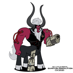 Size: 1024x1024 | Tagged: safe, artist:christiancerda, lord tirek, centaur, cyborg, amputee, cloven hooves, colored hooves, cyberdemon, doom, gun, male, prosthetic leg, prosthetic limb, prosthetics, simple background, transparent background, vector, weapon