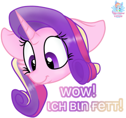 Size: 919x861 | Tagged: safe, artist:rainbow eevee, princess cadance, alicorn, pony, alternate hairstyle, amazed, chin, cute, cutedance, double chin, fat, female, german, implied weight gain, simple background, solo, sticker, transparent background