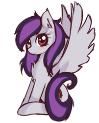 Size: 440x545 | Tagged: safe, artist:fluffleduckle, oc, oc only, pegasus, pony, simple background, sitting, solo, spread wings, white background