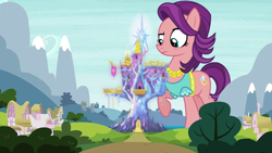 Size: 1280x720 | Tagged: safe, artist:90sigma, spoiled rich, pony, crusaders of the lost mark, giant pony, giantess, macro, ponyville, solo, twilight's castle