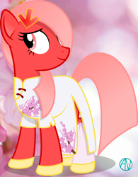 Size: 1080x1383 | Tagged: safe, artist:arifproject, oc, oc only, oc:downvote, earth pony, pony, 2017, abstract background, cheongsam, chinese new year, clothes, cute, derpibooru, derpibooru ponified, hair over one eye, hairclip, meta, ponified, solo, vector, year of the rooster