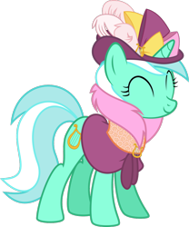 Size: 900x1080 | Tagged: safe, artist:iknowpony, lyra heartstrings, pony, unicorn, a hearth's warming tail, .svg available, clothes, cutie mark, eyes closed, female, hat, hooves, horn, mare, simple background, smiling, solo, transparent background, vector