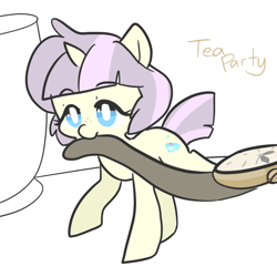 Size: 1000x1000 | Tagged: safe, artist:mt, oc, oc only, oc:tea party, micro, mouth hold, solo, watch