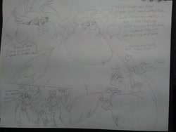 Size: 2592x1944 | Tagged: safe, artist:princebluemoon3, gallus, silverstream, griffon, hippogriff, blushing, cute, diastreamies, fanfic, fanfic art, fat, fat fetish, female, fetish, floating heart, fourth wall, gallabetes, gallstream, grayscale, heart, hug, male, monochrome, shipping, shocked, shocked expression, silverblob, size difference, squee, straight, sweat, traditional art