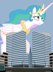 Size: 1024x1388 | Tagged: safe, artist:oceanrailroader, princess celestia, pony, giant pony, giantess, giantlestia, highrise ponies, irl, liliput, macro, photo, ponies in real life, titan