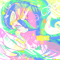 Size: 600x600 | Tagged: safe, artist:clockworkquartet, princess celestia, alicorn, pony, abstract background, female, mare, solo