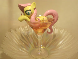 Size: 3076x2314 | Tagged: safe, artist:earthenpony, fluttershy, pegasus, pony, alcohol, craft, cup of pony, food, martini, micro, sculpture, solo