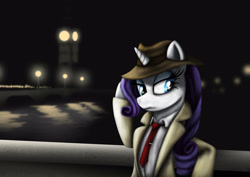 Size: 3508x2480 | Tagged: safe, artist:athos01, rarity, pony, semi-anthro, unicorn, rarity investigates, clothes, detective, detective rarity, hat, solo