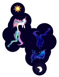 Size: 6400x8275 | Tagged: safe, artist:zomgitsalaura, princess celestia, princess luna, hippocampus, merpony, absurd resolution, duo, duo female, female, sealestia, simple background, sisters, species swap, transparent background