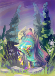 Size: 2011x2743 | Tagged: safe, artist:murra-mau, princess celestia, alicorn, pony, female, garden, high res, mare, solo