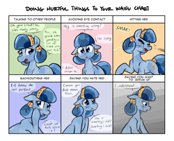 Size: 992x806 | Tagged: safe, artist:whatsapokemon, oc, oc only, oc:heart song, crystal pony, pony, comic, crying, dialogue, doing hurtful things, sad