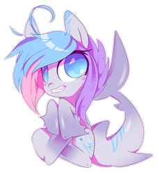 Size: 2449x2673 | Tagged: safe, artist:sorasku, oc, oc only, oc:nimune, original species, shark pony, female, high res, mare, simple background, sitting, solo, transparent background