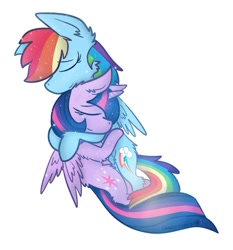 Size: 504x540 | Tagged: safe, artist:scourgesong, rainbow dash, twilight sparkle, twilight sparkle (alicorn), alicorn, pegasus, pony, cuddling, female, hug, lesbian, shipping, simple background, snuggling, twidash, white background