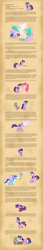 Size: 1000x5857 | Tagged: safe, artist:nimaru, lemon hearts, minuette, pinkie pie, princess celestia, spike, twilight sparkle, twinkleshine, alicorn, dragon, earth pony, pony, unicorn, bed, cute, derp, eye contact, eyes closed, female, floppy ears, frown, glare, glowing horn, grin, gritted teeth, hug, lidded eyes, looking at each other, luna's studies, magic, male, mare, messy mane, mouth hold, on side, open mouth, quill, raised hoof, sad, sleeping, smiling, tail hug, text, twiabetes, twilight snapple, wide eyes, worried