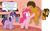 Size: 4718x2933 | Tagged: safe, artist:aleximusprime, pinkie pie, twilight sparkle, twilight sparkle (alicorn), oc, oc:alex the chubby pony, alicorn, earth pony, pony, book, breaking the fourth wall, butt, chubby, escape, facial hair, failed attempt, fat, flank, fourth wall, goatee, golden oaks library, large butt, library, physically impossible, physics, plot, plump, pushing, stuck, too fat to get through