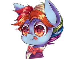 Size: 728x600 | Tagged: safe, artist:setoya, rainbow dash, pegasus, pony, a hearth's warming tail, alternate hairstyle, bowtie, colored pupils, dapper, licking, licking lips, pixiv, snowdash, solo, tongue out