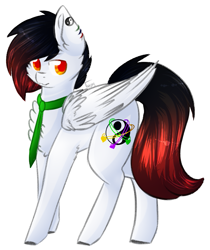 Size: 763x909 | Tagged: safe, artist:twinkepaint, oc, oc only, pegasus, pony, colored pupils, ear piercing, female, mare, necktie, piercing, red eyes, simple background, solo, white background