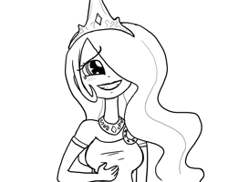 Size: 1000x800 | Tagged: safe, artist:that-technique, princess celestia, human, female, hair over one eye, humanized, monochrome, princess, smiling, solo