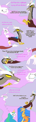 Size: 600x2000 | Tagged: safe, artist:the weaver, discord, princess celestia, alicorn, draconequus, pony, blushing, comic, crying, dislestia, female, heart, kissy face, lyrics, male, mare, sad, shipping, song, song reference, stained glass, straight, the electric fields, the magnetic fields