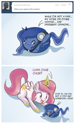 Size: 520x855 | Tagged: safe, artist:sallymon, princess celestia, princess luna, alicorn, pony, chubbie, female, filly, foal, gamer luna