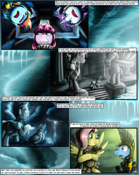 Size: 1935x2449 | Tagged: safe, artist:jamescorck, chancellor puddinghead, commander hurricane, princess platinum, private pansy, earth pony, pegasus, pony, unicorn, comic:i will never leave you, hearth's warming eve (episode), bag, cloudsdale, comic, history, winter