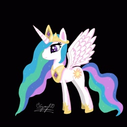 Size: 2500x2500 | Tagged: safe, artist:php7, princess celestia, alicorn, pony, black background, female, high res, mare, peytral, simple background, smiling, solo