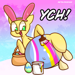 Size: 4000x4000 | Tagged: safe, artist:metalface069, pony, bunny ears, commission, easter, fat, holiday, painting, your character here