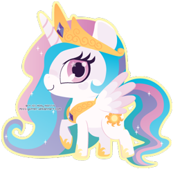 Size: 467x458 | Tagged: safe, artist:miss-glitter, princess celestia, alicorn, pony, chibi, cute, female, mare, outline, raised hoof, simple background, smiling, solo, transparent background