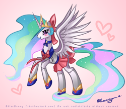 Size: 620x538 | Tagged: safe, artist:felynea, princess celestia, alicorn, pony, clothes, costume, heart, solo