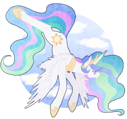 Size: 855x800 | Tagged: safe, artist:badkittyxx, princess celestia, alicorn, pony, cloud, female, flying, mare, simple background, sky, smiling, solo, transparent background