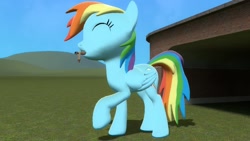 Size: 1280x720 | Tagged: safe, artist:skyrimfiredragon, rainbow dash, human, pegasus, pony, 3d, eating, eyes closed, fetish, giant pegasus, giant pony, giant rainbow dash, gmod, macro, mega/giant rainbow dash, vore